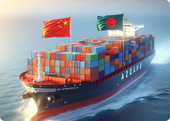 Cargo ship at sea
